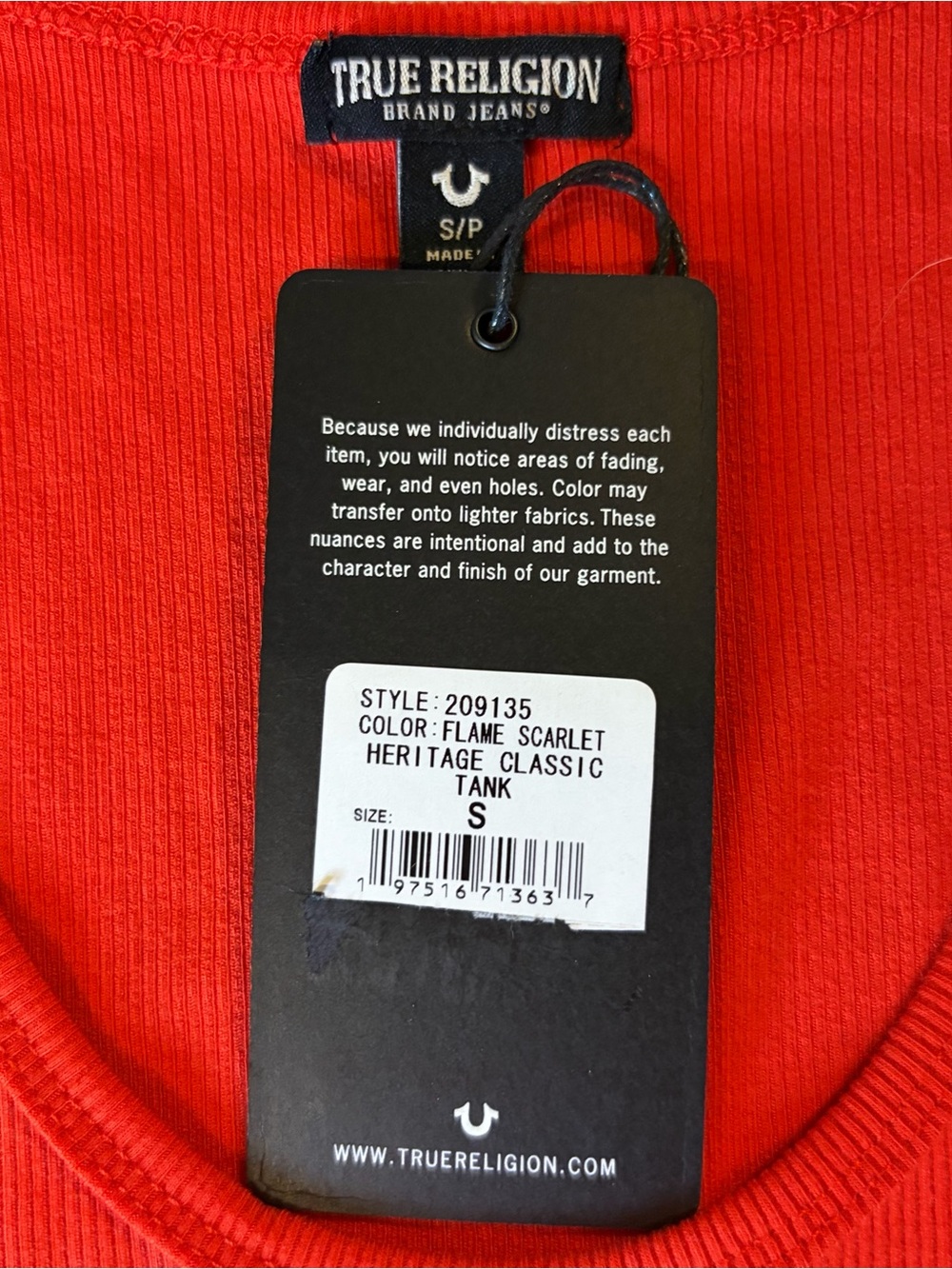 True Religion Red Rhinestone Wing Ribbed Tank | NWT - Picture 6 of 7